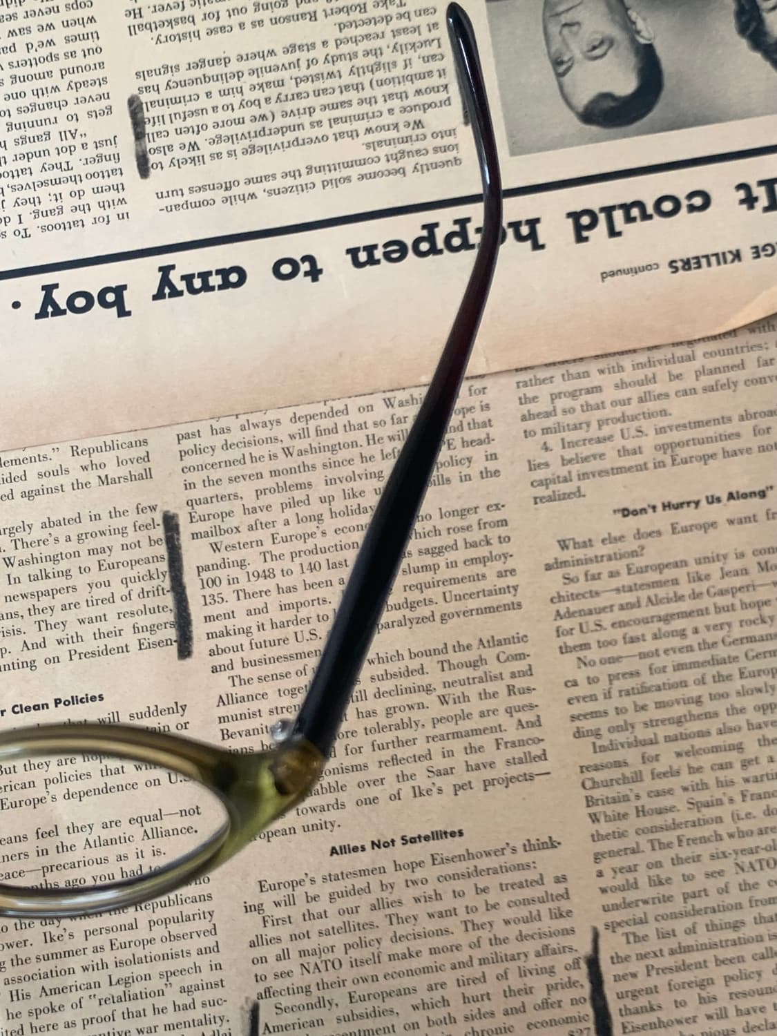 [픽키-619] 카키 투명 브라운 팁 뿔테 안경 데드스탁 빈티지  상품이미지3