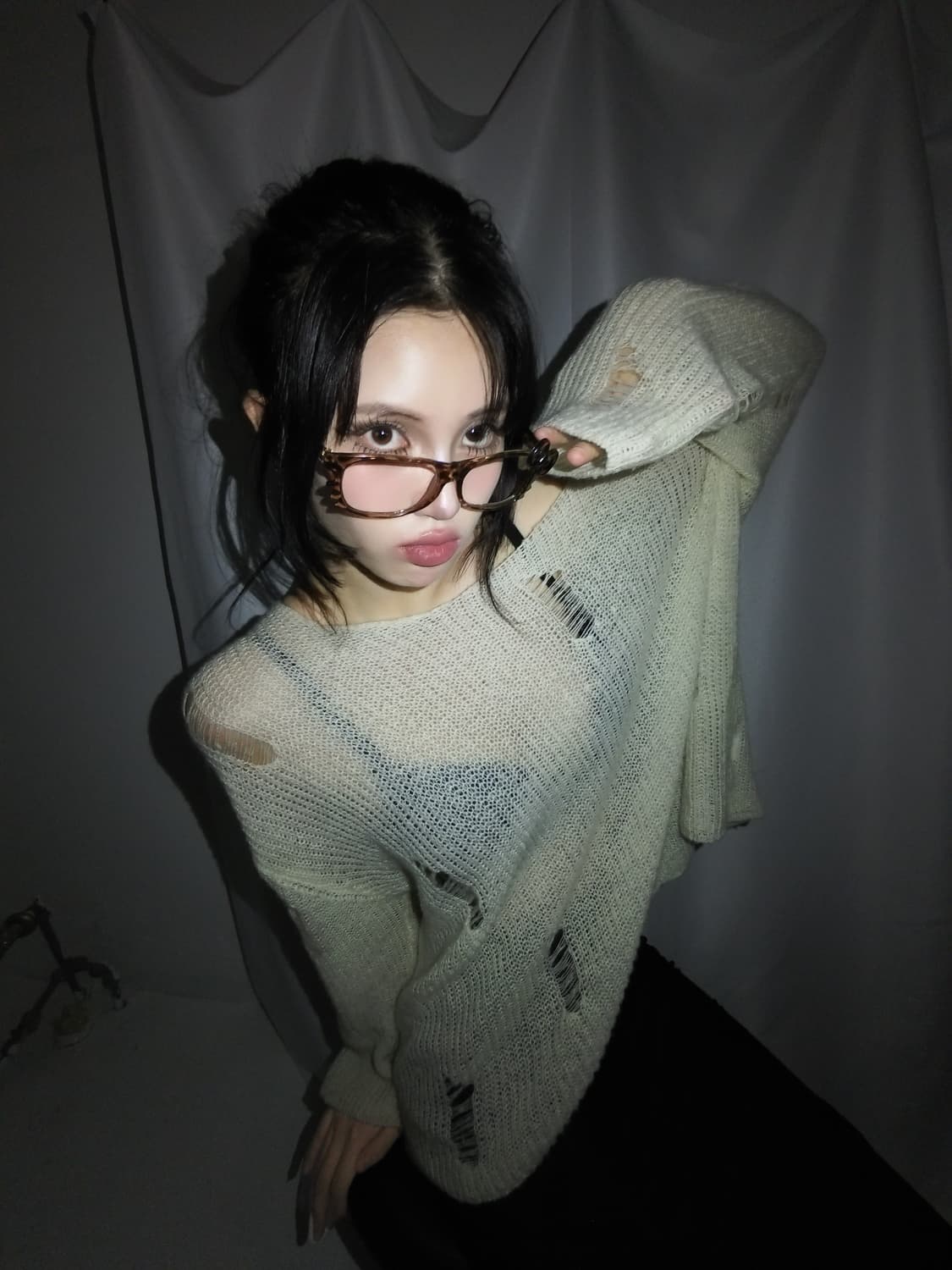 커스텀데미지시스루니트 아이보리  상품이미지6
