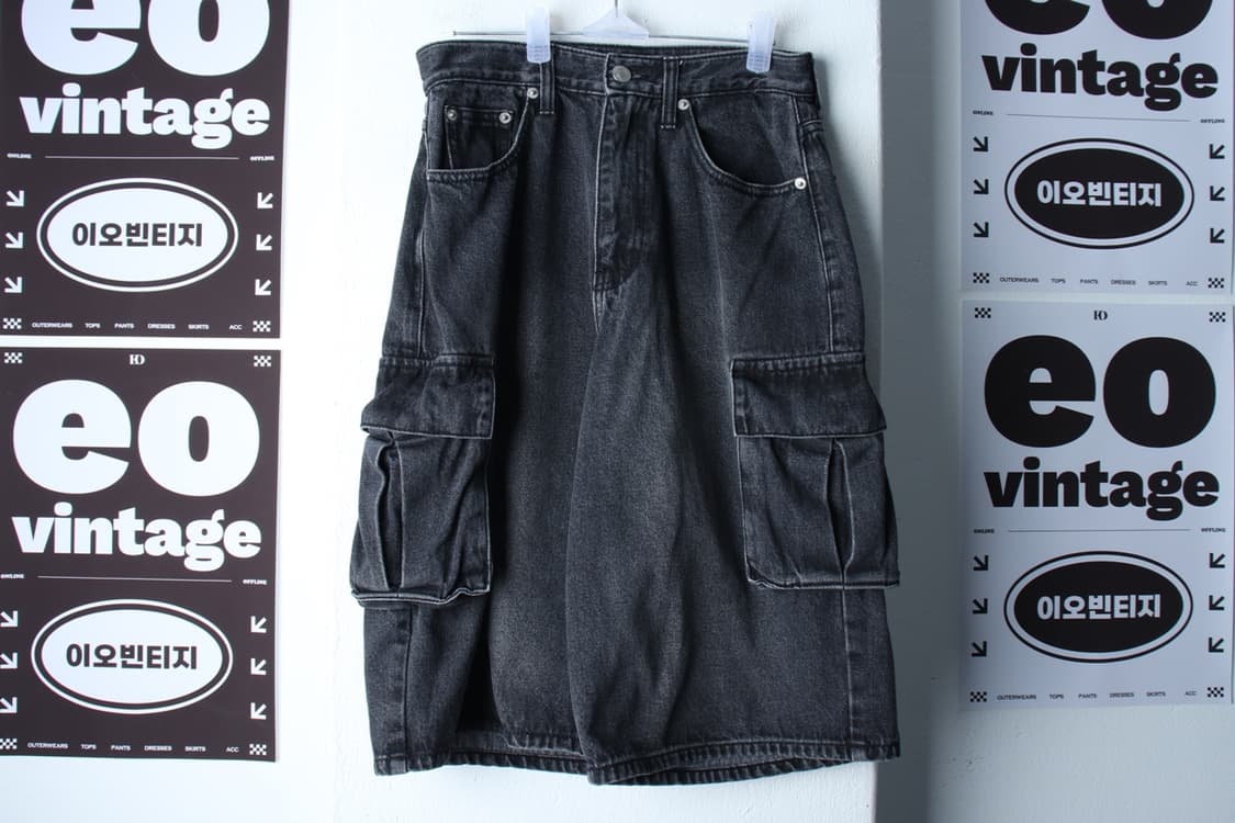 W(S-M) 어반드레스 반바지 팬츠 버뮤다 카고 데님 청-P9987 상품이미지2
