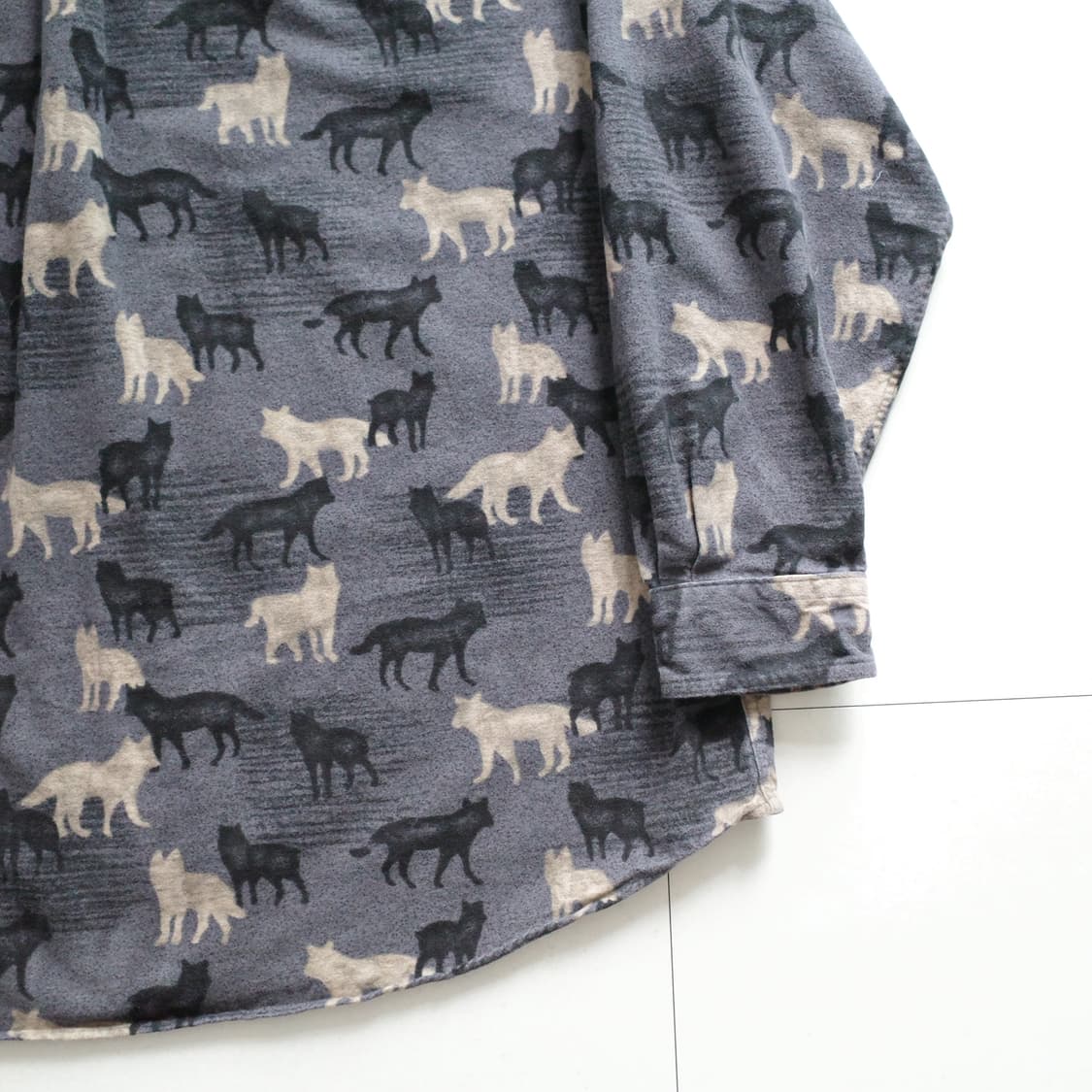 90s 울리치 빈티지 늑대 패턴  해비 플라넬 셔츠 XL 상품이미지9