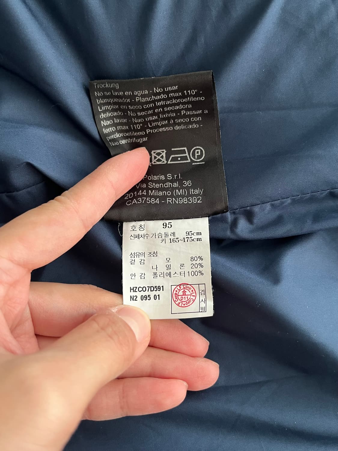 95) 헤지스 HAZZYS 후드 코트 네이비 상품이미지7