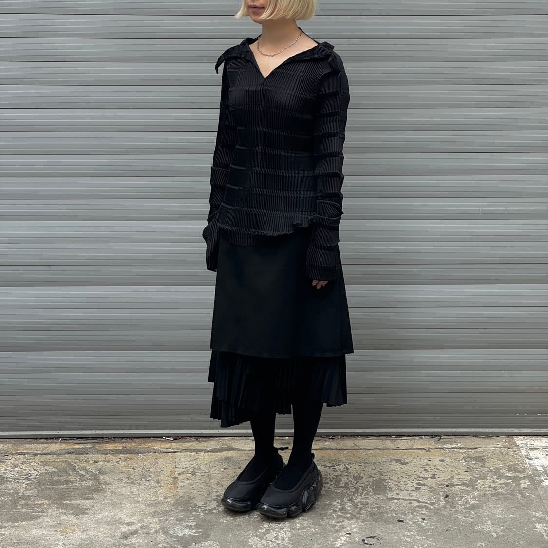 Pleated Black Long Skirt 상품이미지8