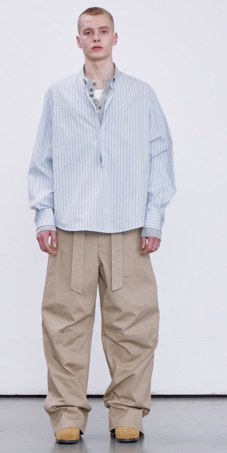 렉토 스트라이프 코튼 셔츠 라이트블루 상품이미지3