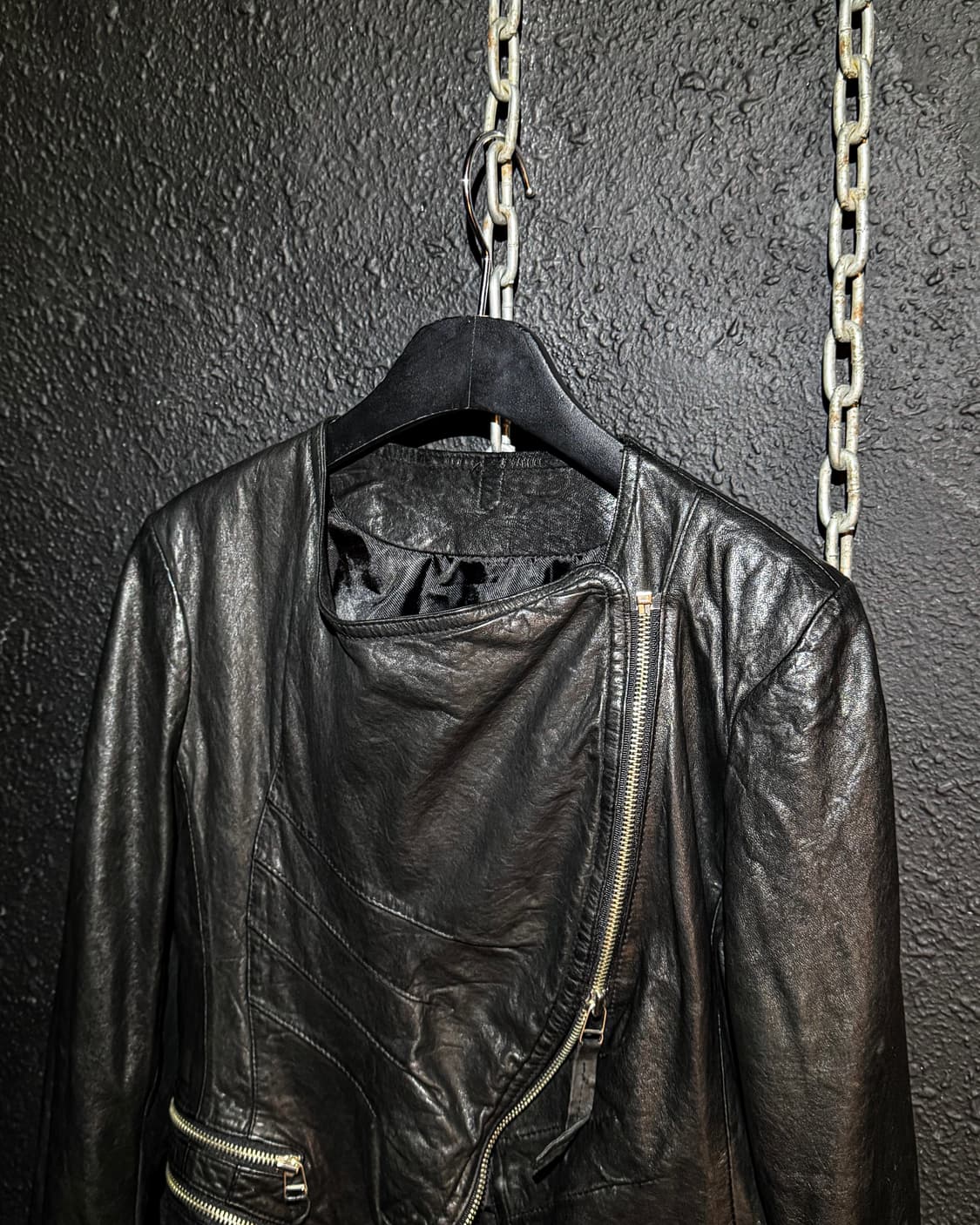 Opposite zipper slim leather jacket  상품이미지5