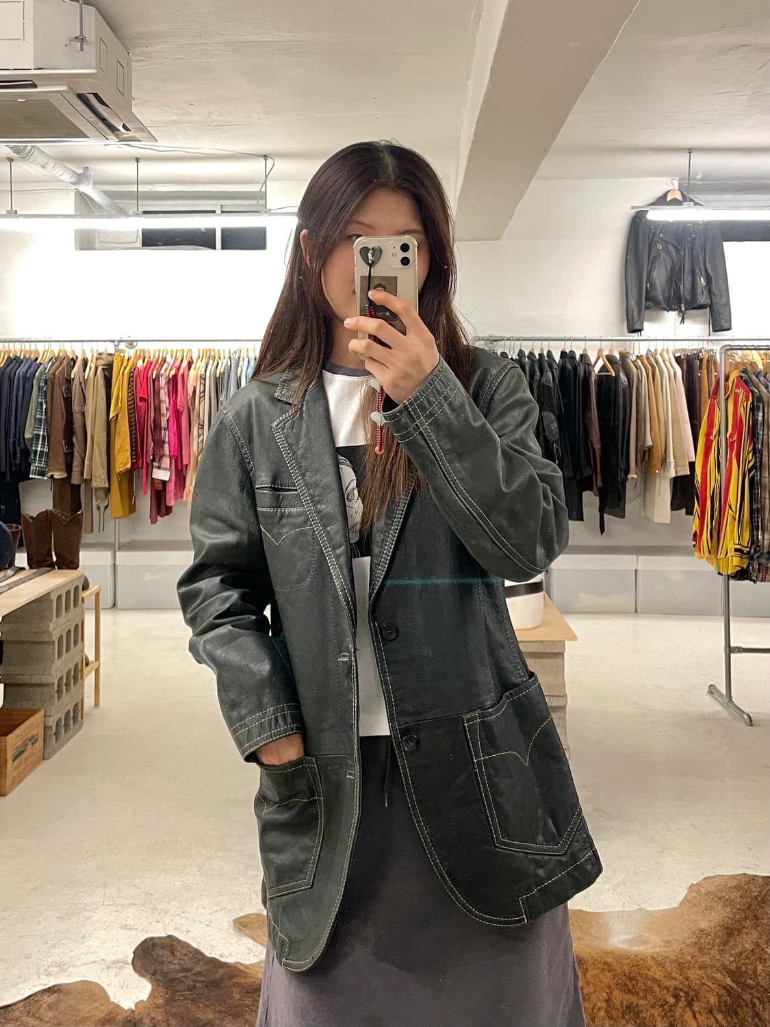 VTG western leather blazer 웨스턴 가죽 블레이저 상품이미지1