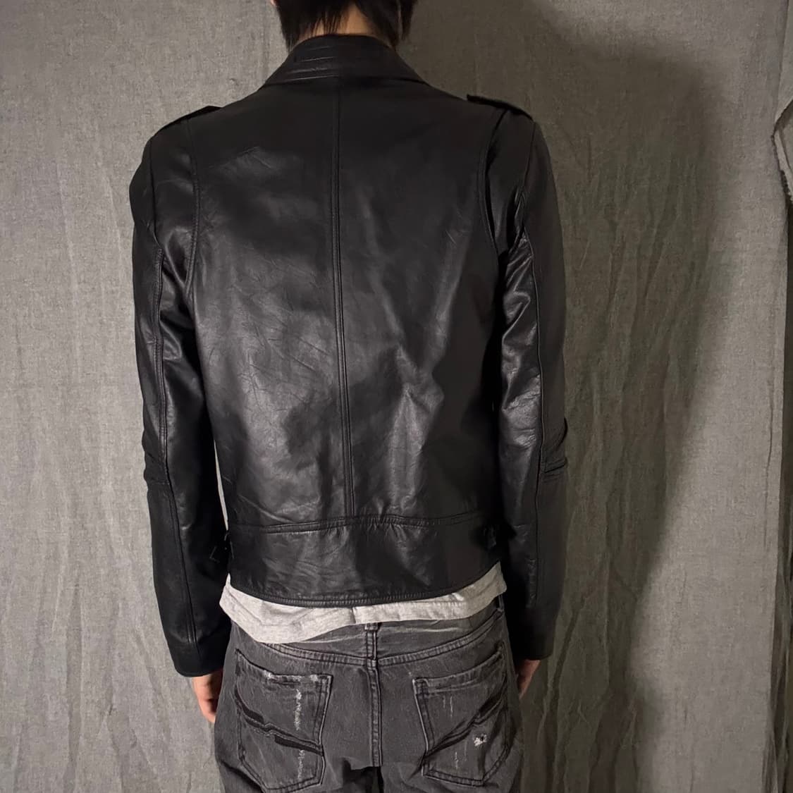 블랙 가죽 자켓 남성용 상품이미지4