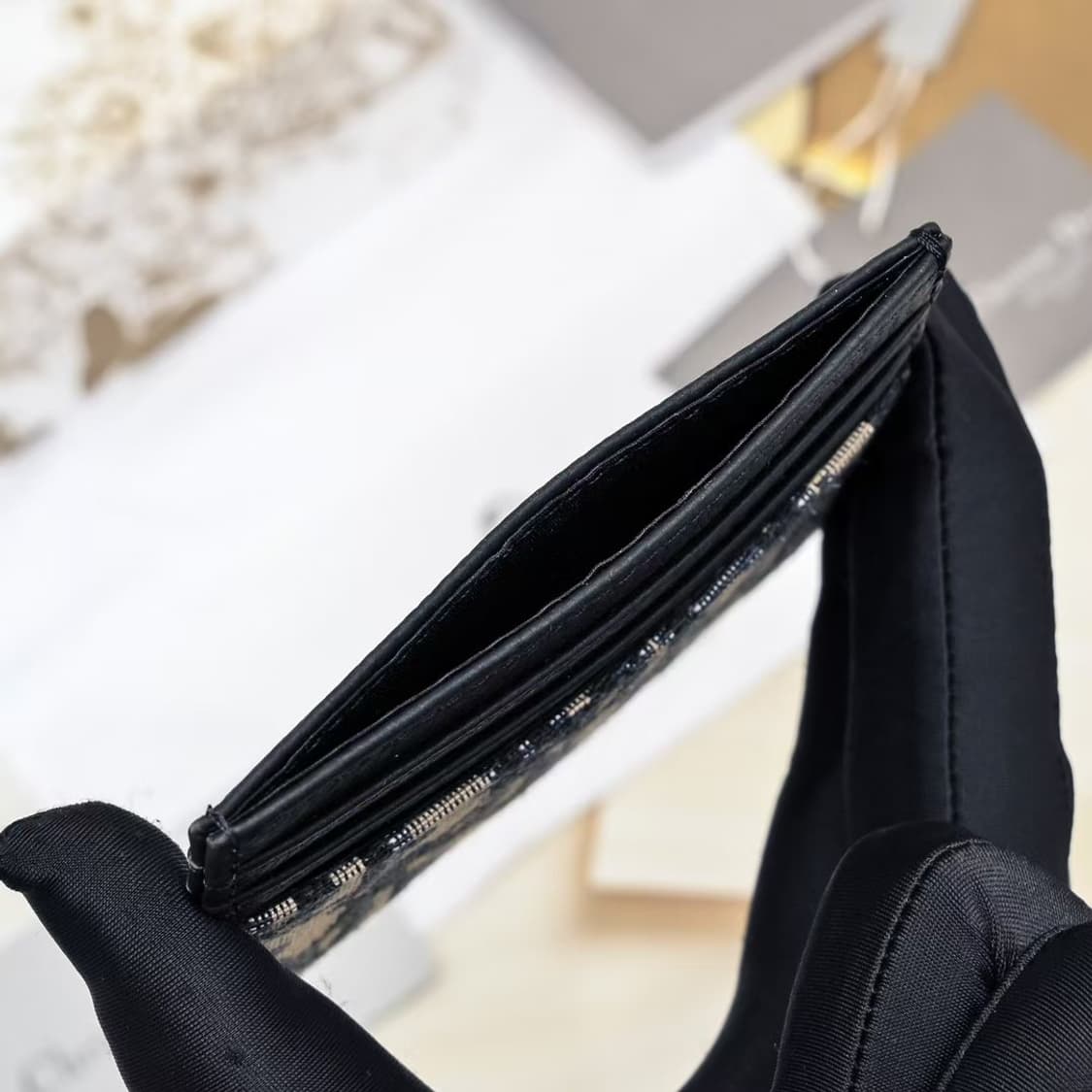 디올 카드 홀더 베이지 & 블랙 디올 오블리크 자카드 상품이미지5