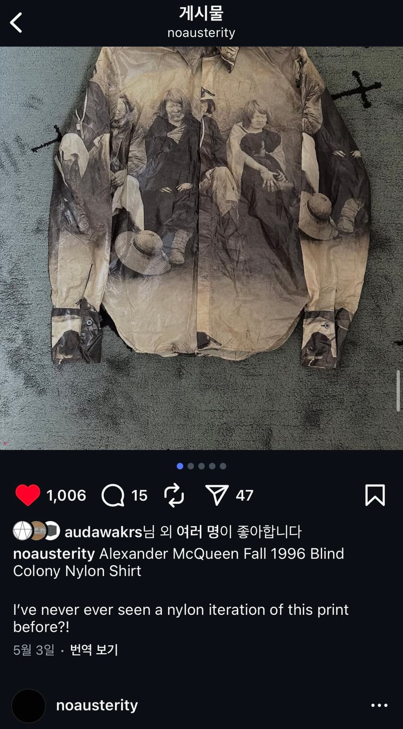 알렉산더 맥퀸 아카이브 96FW ‘Dante’ 컬렉션 셔츠 상품이미지2