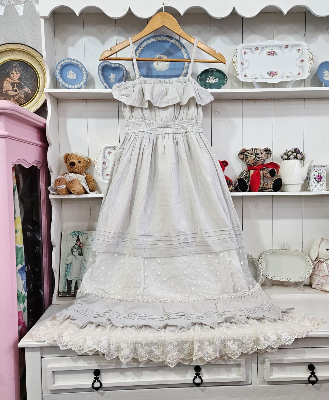 리즈리사(LIZ LISA) 밀크그레이 레이스 롱 원피스 상품이미지1