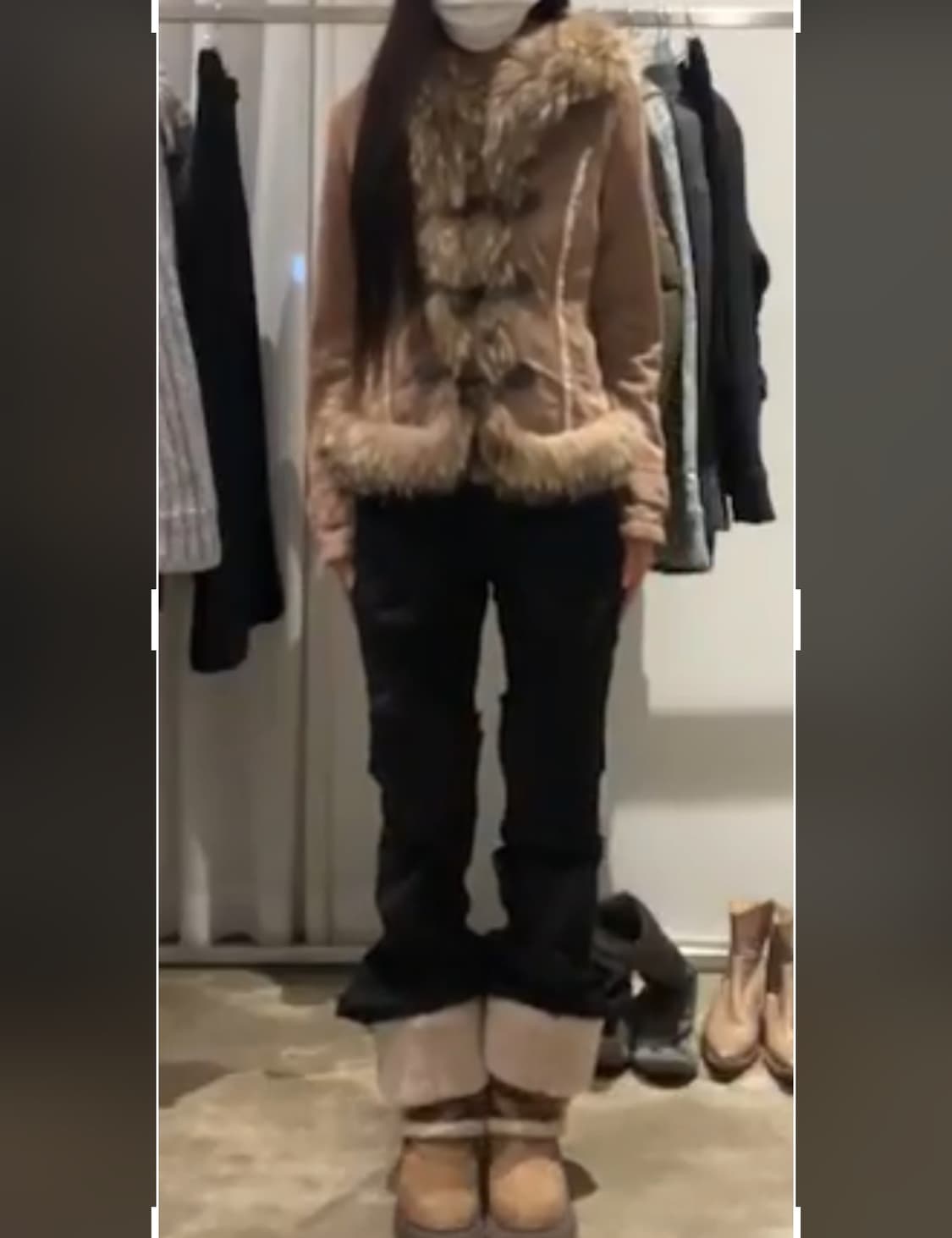 라쿤퍼 후드 더플 무스탕 자켓 갸루 모리걸 상품이미지5