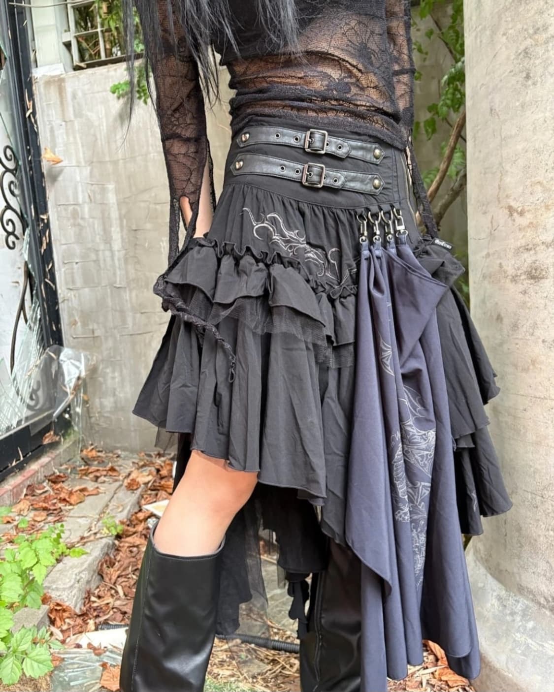 오즈크로스 오즈온 고딕 y2k 디테일 롱스커트 상품이미지4