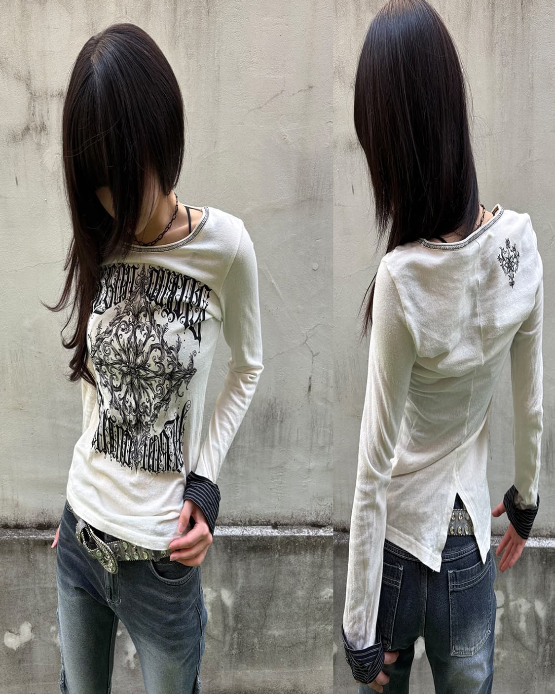 Algon Quins Gothinc printing long sleeve 상품이미지1