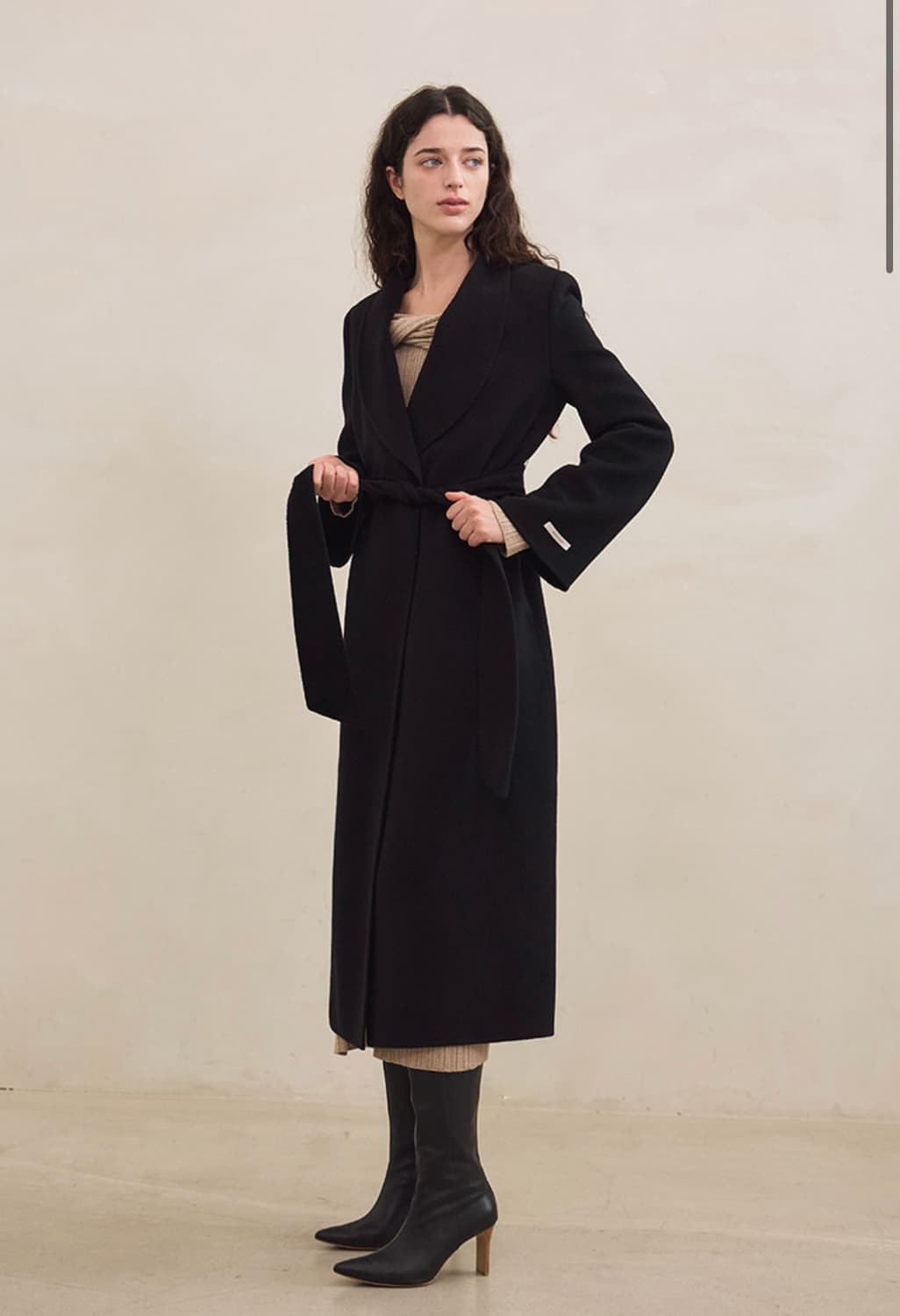 그레이스유 캐롤 숄카라 핸드메이드 코트(블랙) 상품이미지2