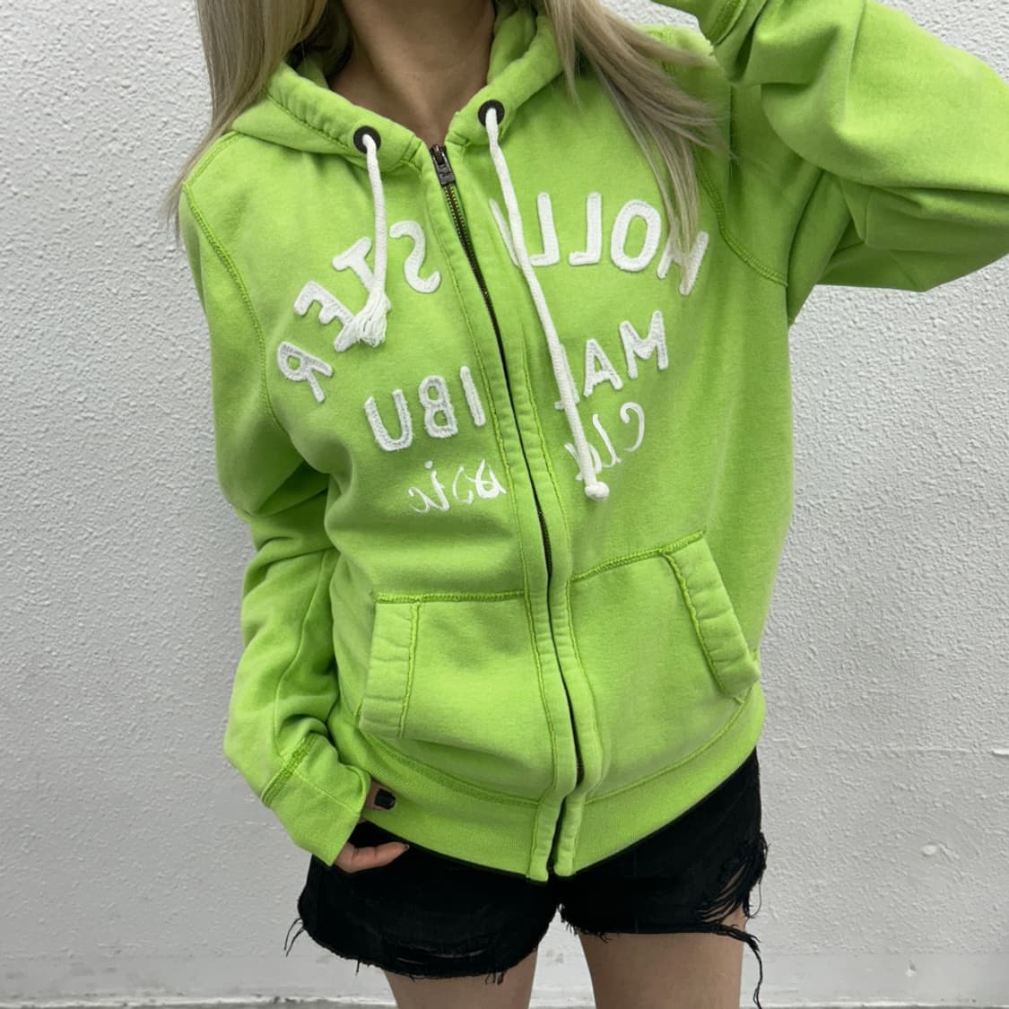 홀리스터 센터로고 그린 후드집업 L 상품이미지1