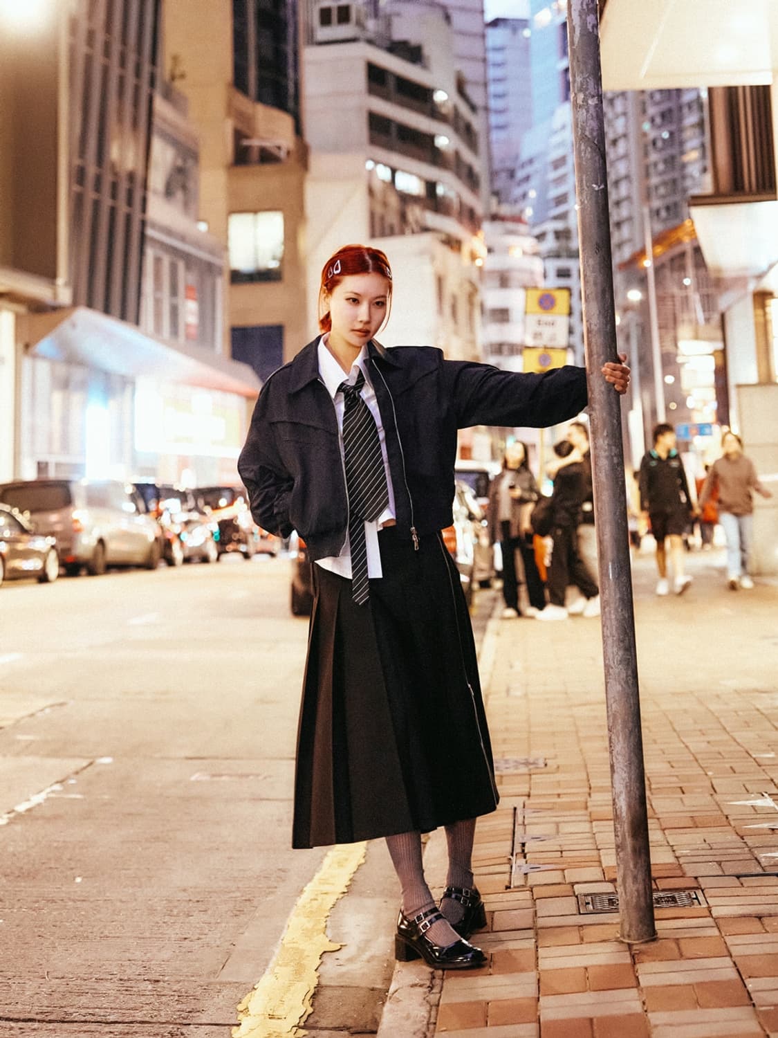 LCDC 사이드 지퍼 플리츠 스커트, 스터드 와이드 레더 벨트 상품이미지10