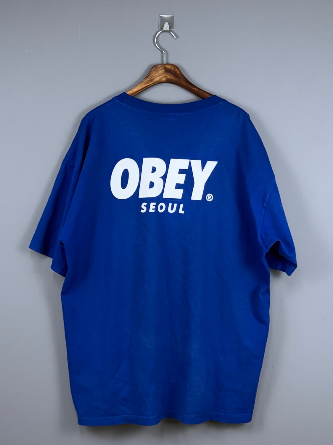 오베이 빅로고 반팔 티셔츠 블루 E32 상품이미지3