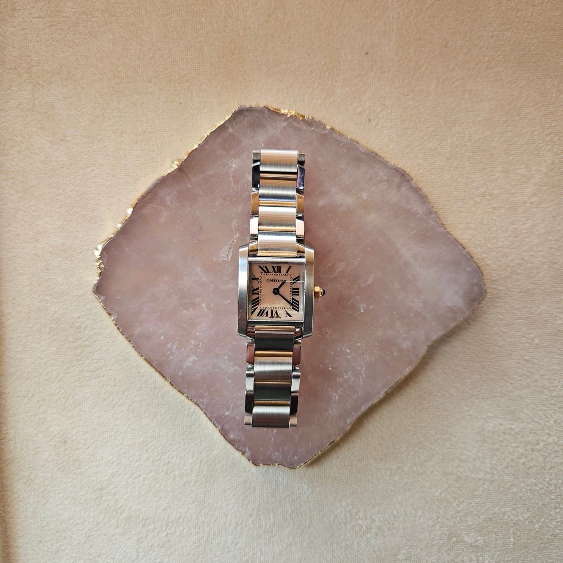 까르띠에 탱크 프랑세즈 콤비 스몰 핑크자개 다이얼 상품이미지2