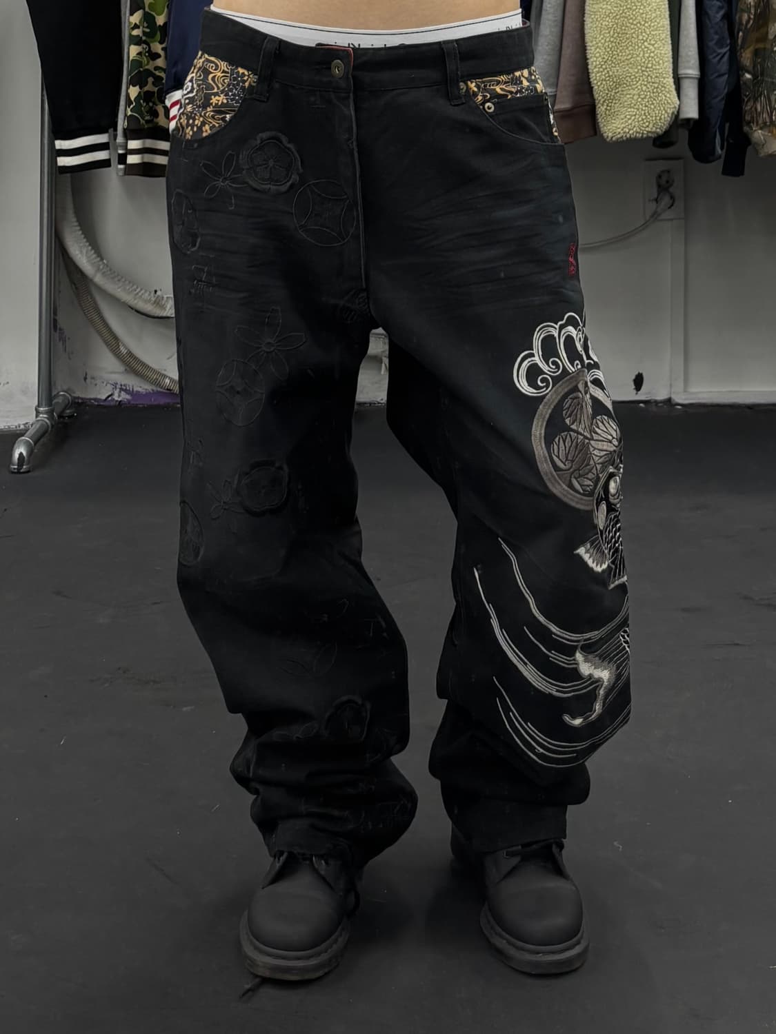 카라쿠리 타마시 오리엔탈 잉어 데님팬츠 상품이미지3