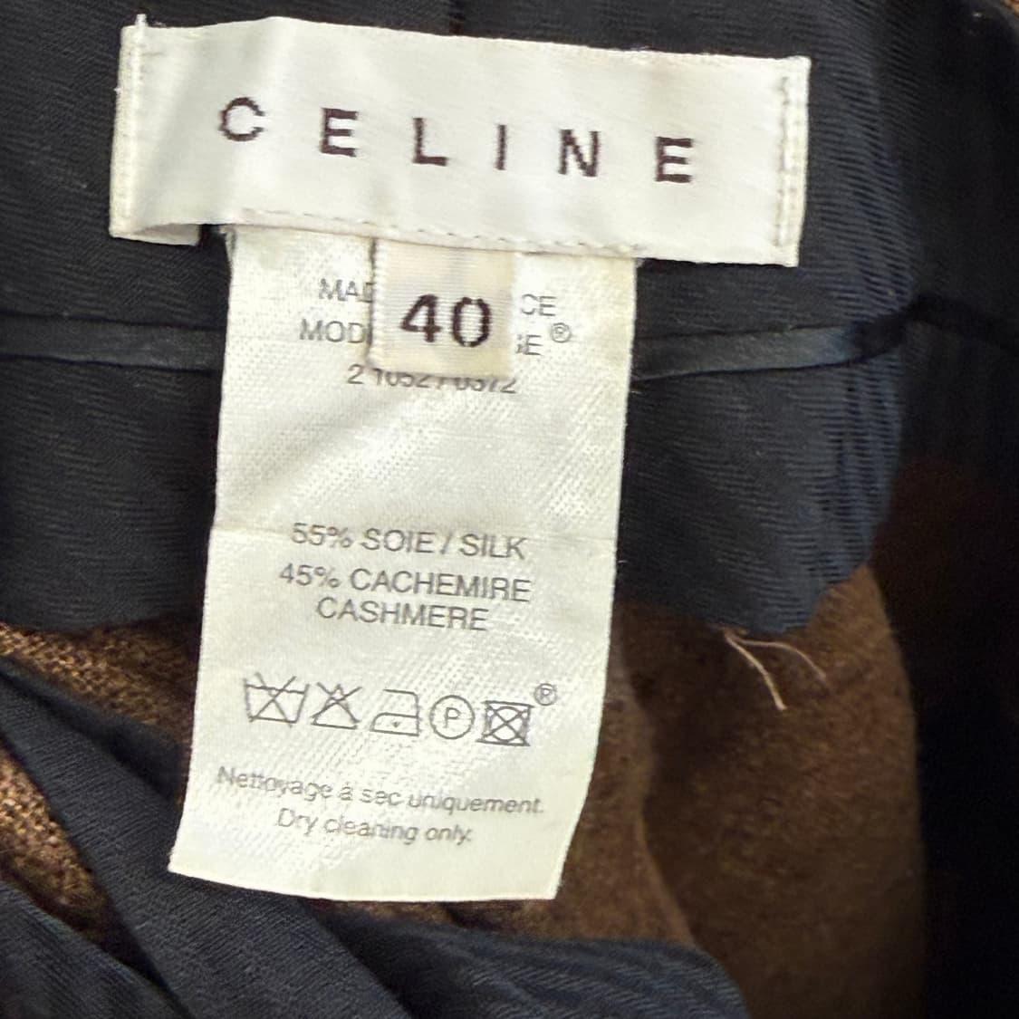 셀린느 여자 실크 캐시미어 다크 브라운 슬렉스 (40) 상품이미지4
