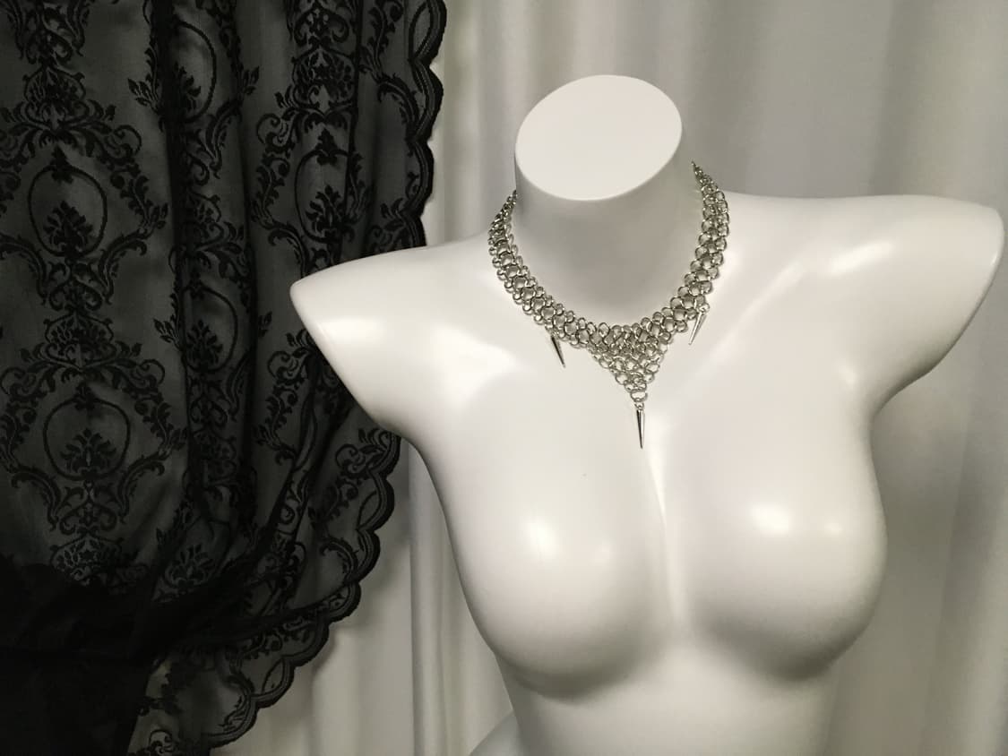 Vintage 핀터레스트 뿔 드롭 나나펑크 메탈 초커 네크리스 목걸이 상품이미지4