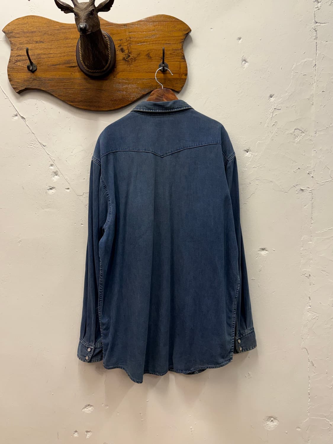 XL) BLUE BLUE Denim Western Snap Shirt 상품이미지5