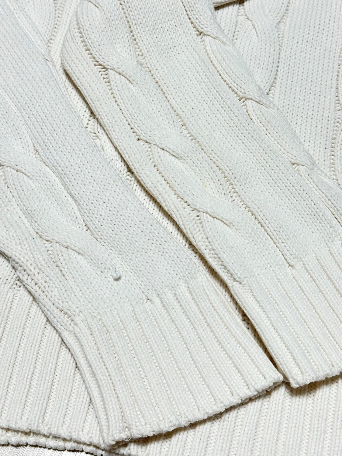 라코스테 LACOSTE 케이블 코튼 꽈배기 니트 화이트 상품이미지4