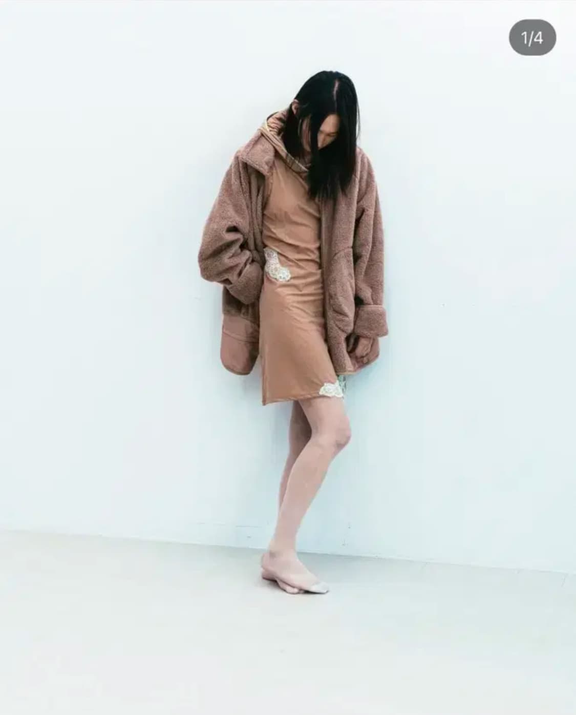 울리카 상투스 레이스 후드 원피스 누드 상품이미지2