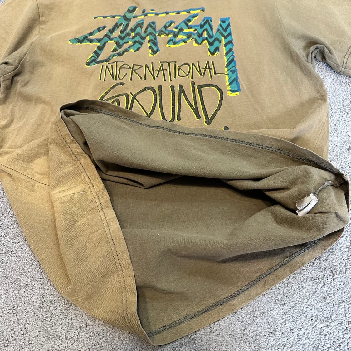 스투시 인터내셔널 사운드 시스템 카키 반팔티XL 상품이미지6