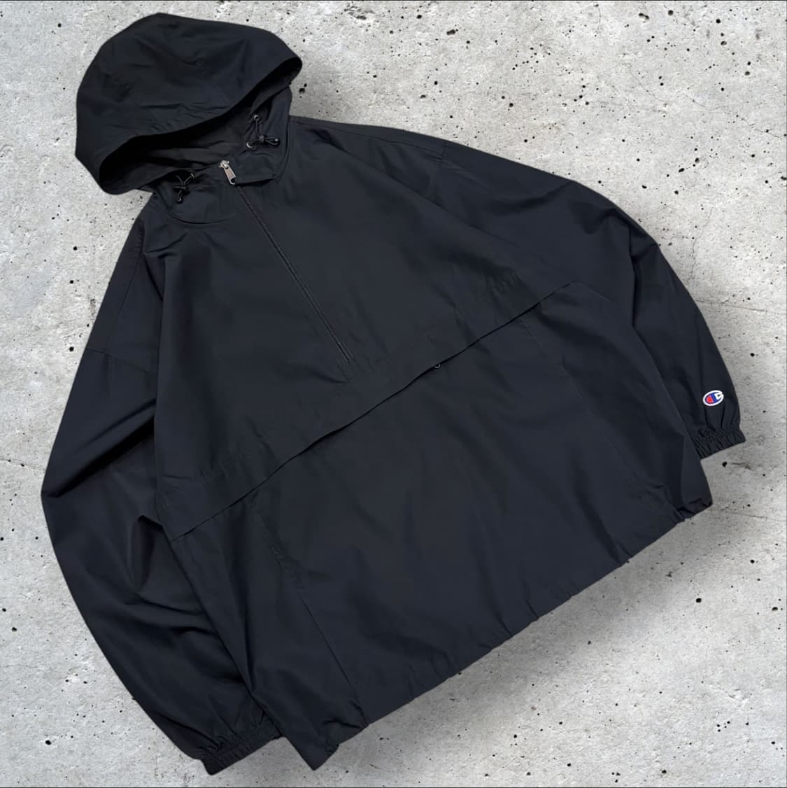 [2XL] 챔피온 아노락 나일론 바람막이 후드 블랙 C357 상품이미지1
