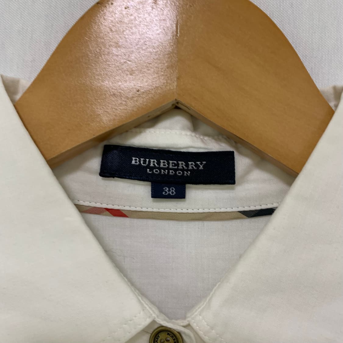 버버리 런던 아이보리 러플 빈티지 드레스 셔츠 여성 38 린넨 혼방 상품이미지9