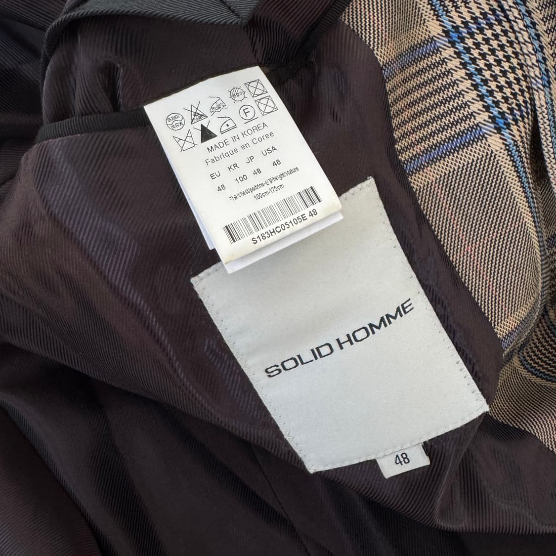 솔리드옴므 블루 체크 트렌치코트 베이지 48 (새상품급) 상품이미지8