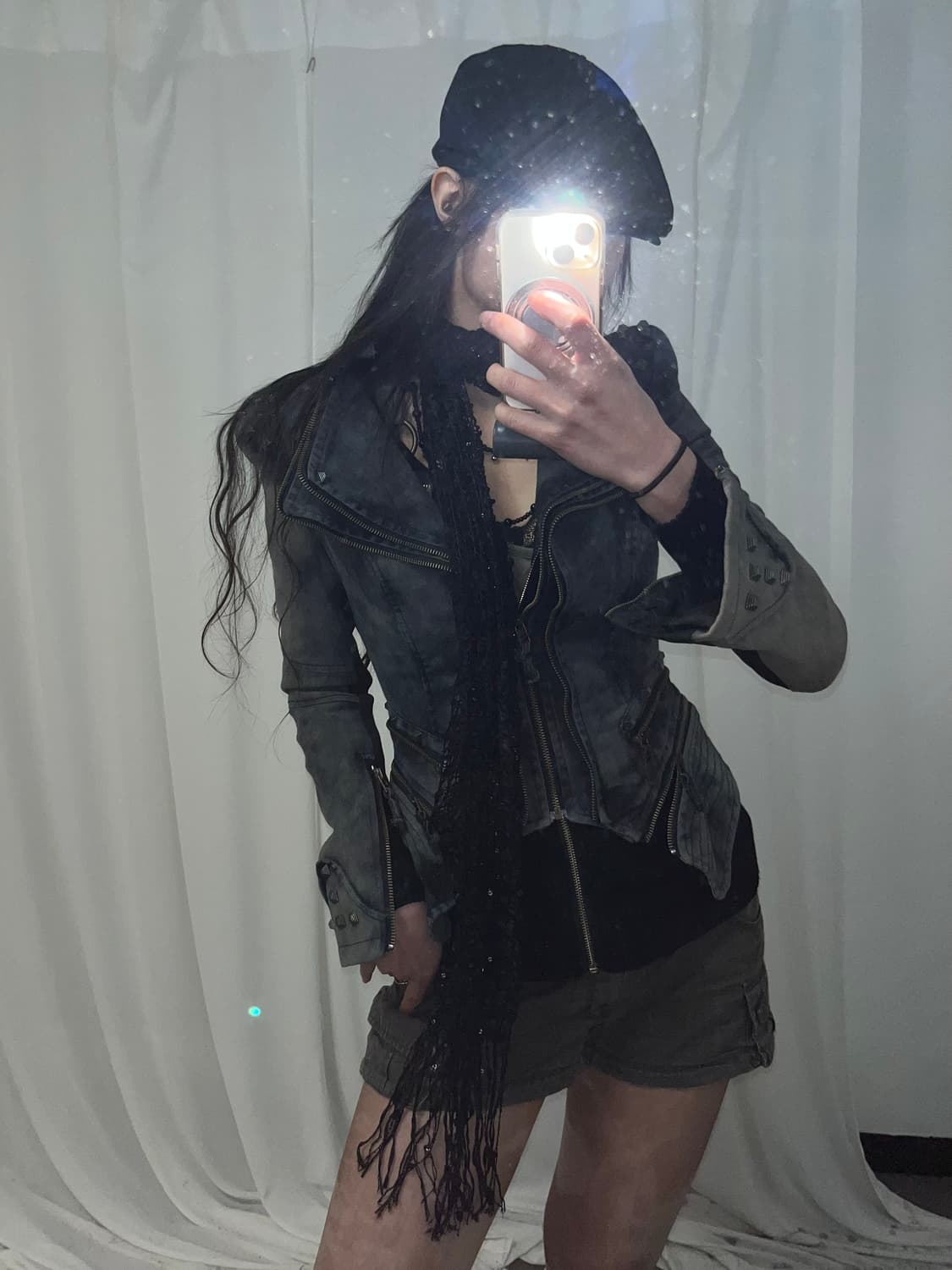 Y2K 그레이 데님 스터드 자켓 상품이미지7