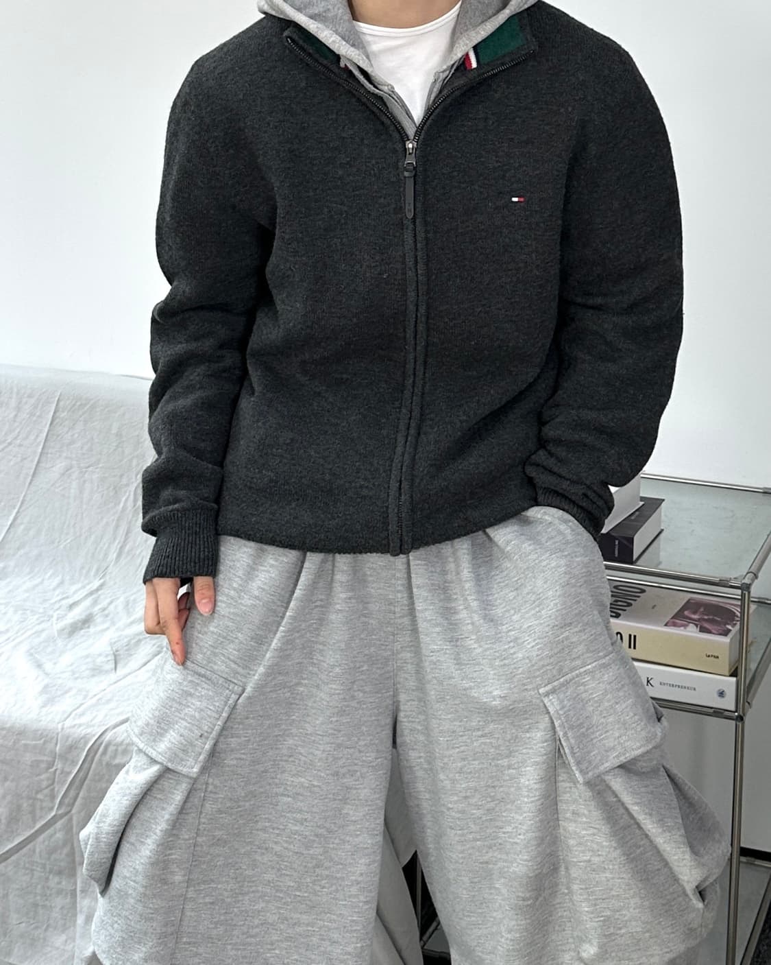 타미 힐피거 램스울 니트집업 L 상품이미지2