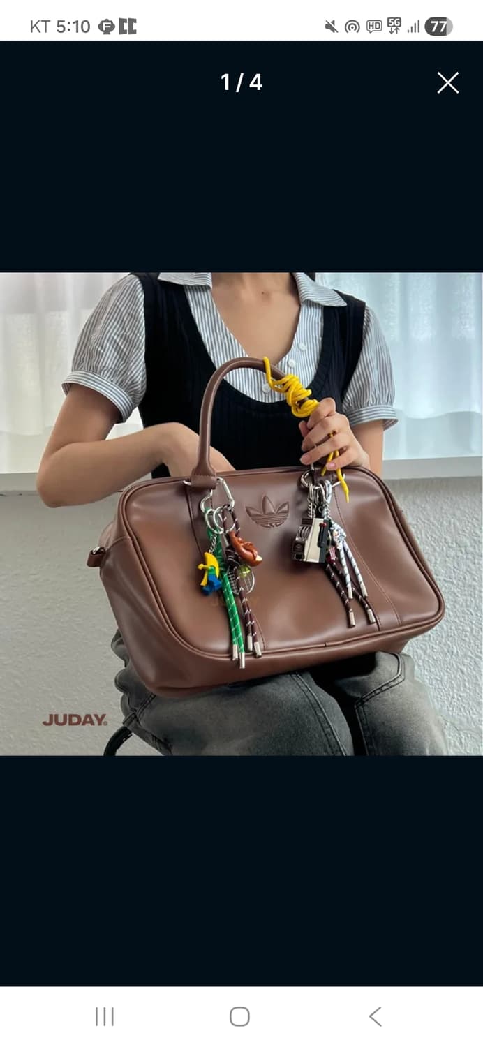 아디다스 브라운 가죽 토트백 상품이미지1
