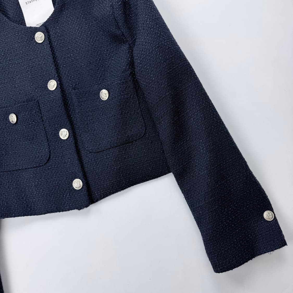 스테이피플 크롭 트위드 블레이저 네이비 상품이미지5