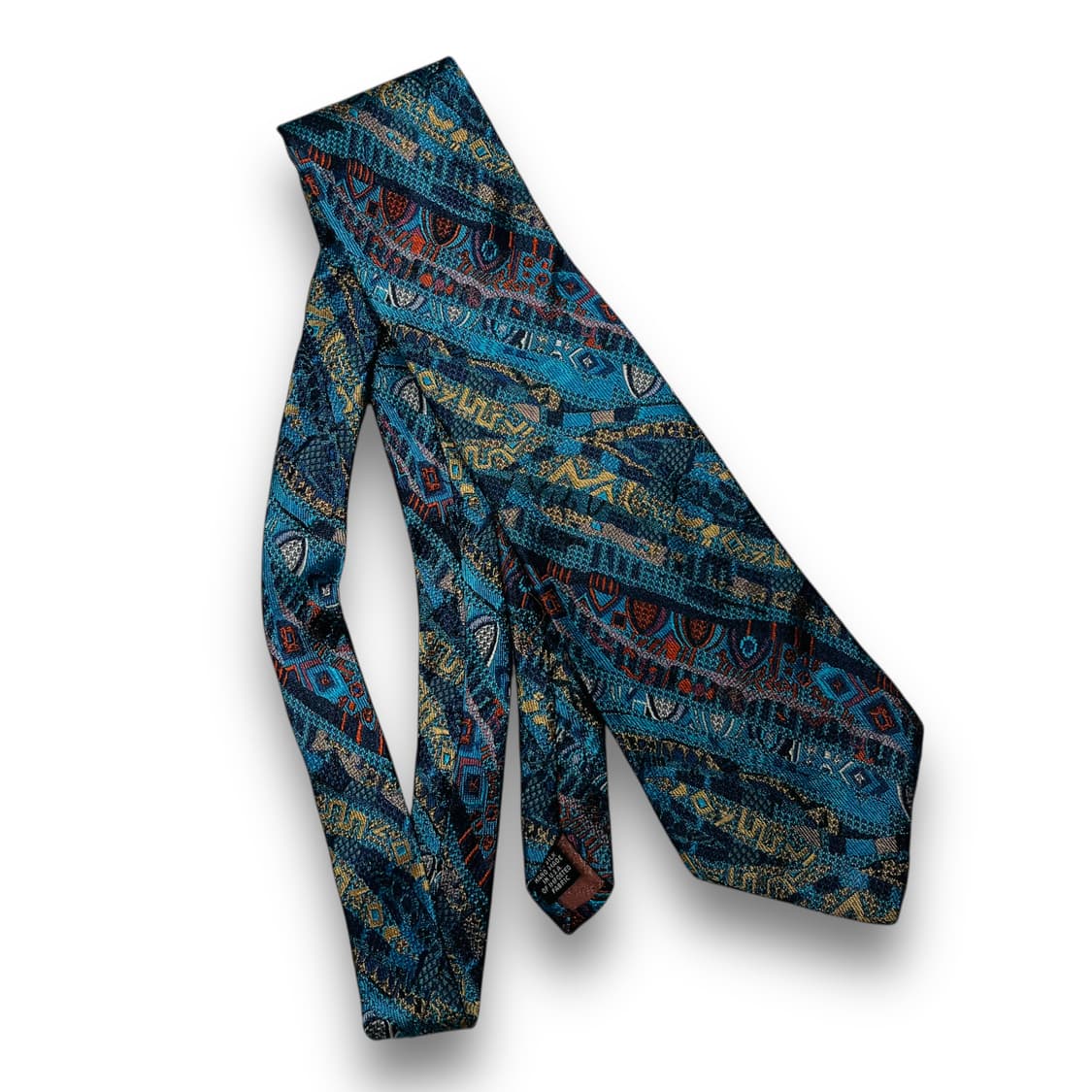 쿠지 90s 케이블 패턴 빈티지 실크 넥타이 상품이미지4