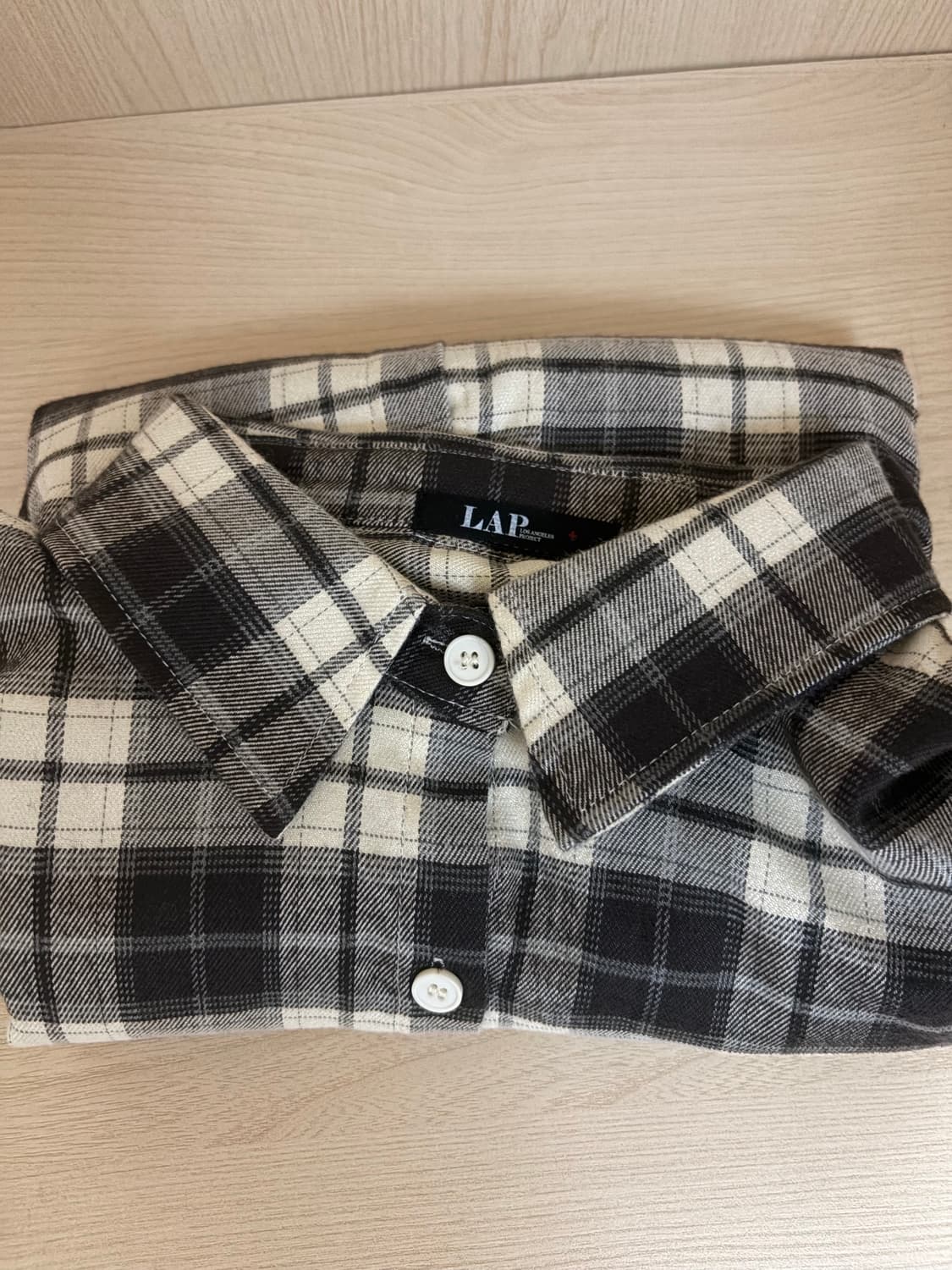 Lap 브라운 아이보리 체크무늬 남방 셔츠 상품이미지3