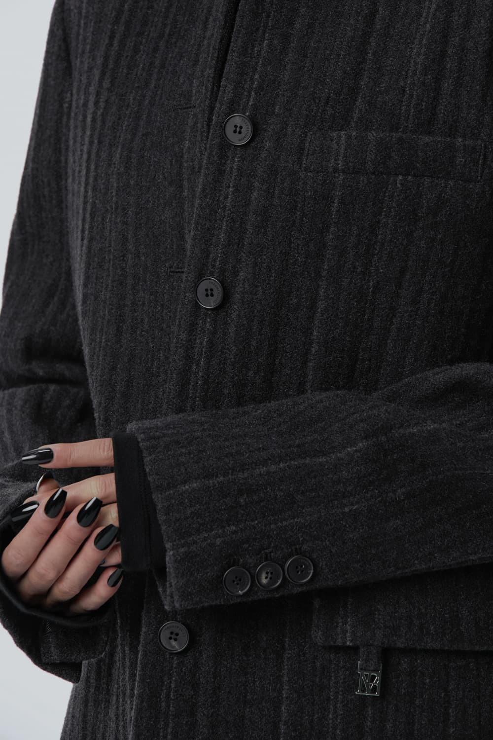 트리밍버드 Collarless Wool Jacket Dark Gray 상품이미지2