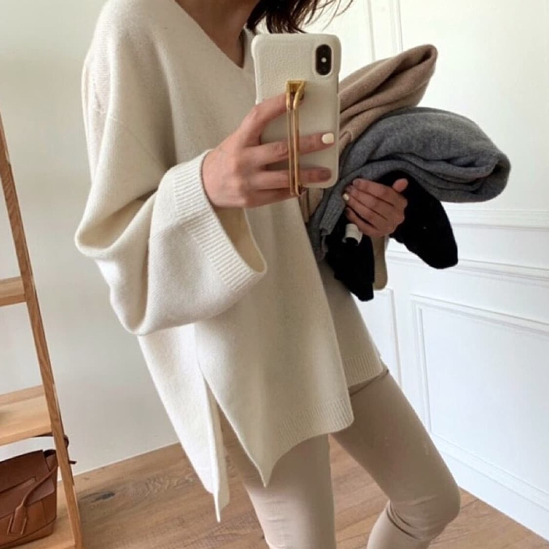 유메르(UMER) 캐시 루즈 홀가먼트 니트 프리사이즈 상품이미지2