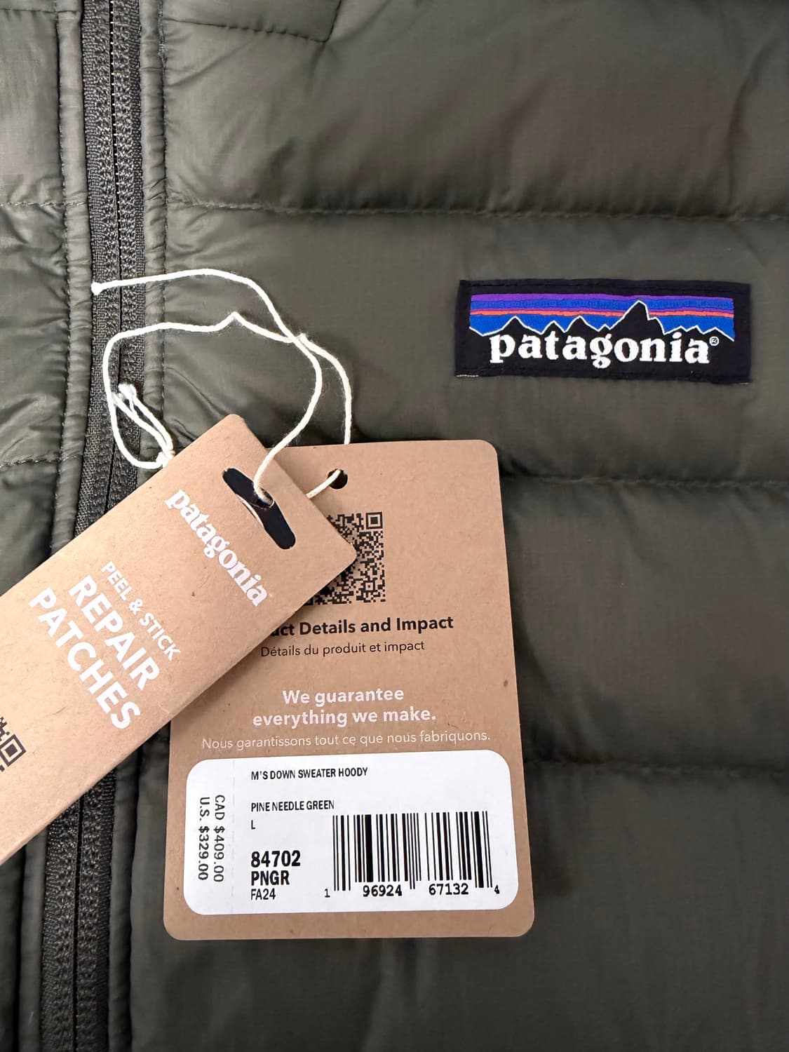 [L] 파타고니아 다운스웨터 후디 파인니들그린 상품이미지7