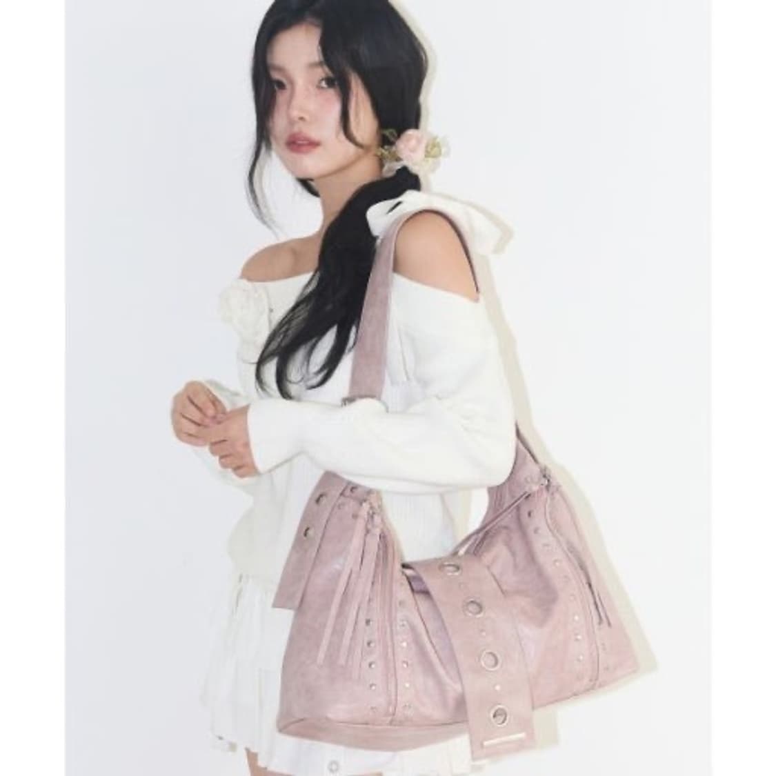 1회착용) 일리고 리프 아일렛 빅 숄더백 핑크 상품이미지1