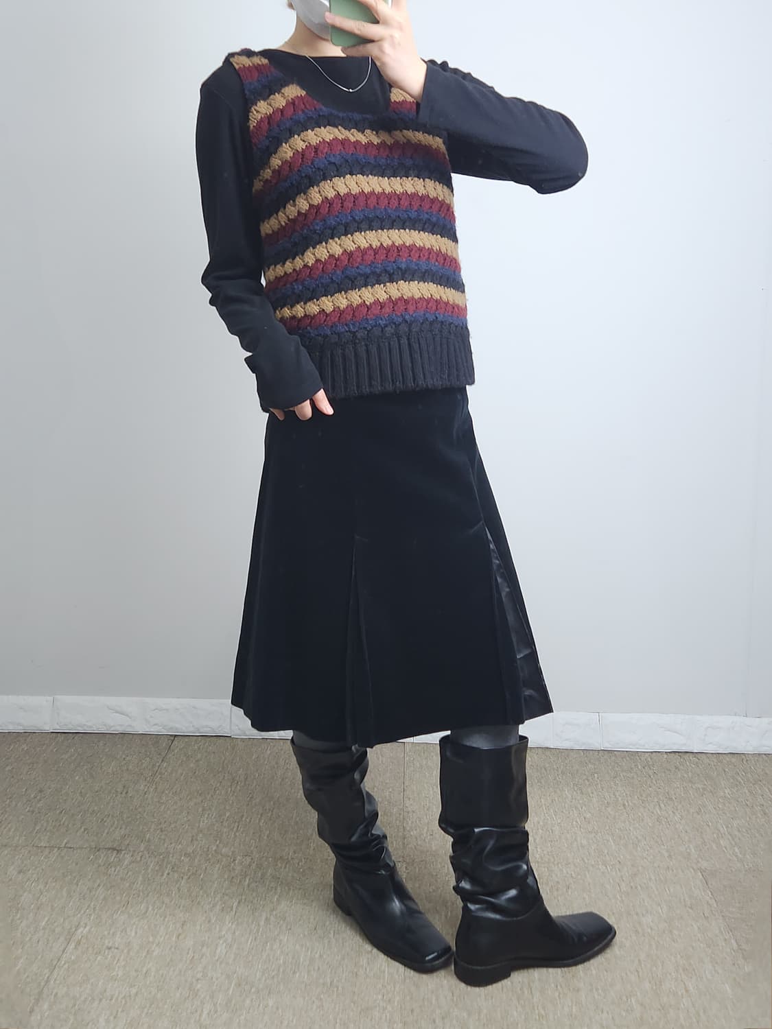 벨벳•코듀로이 플리츠 스커트 상품이미지2