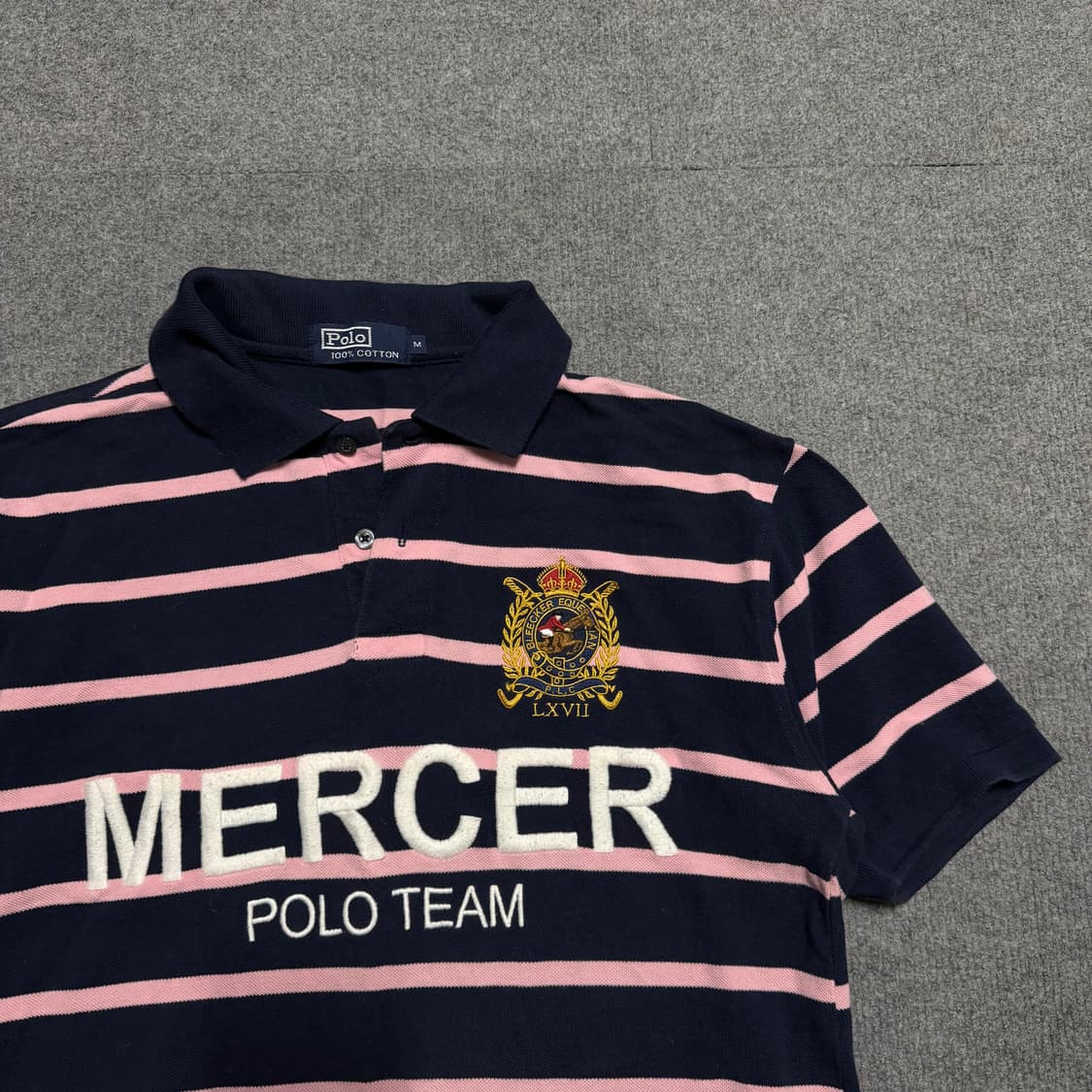 폴로 랄프로렌 스트라이프 네이비핑크 카라티 M 상품이미지1