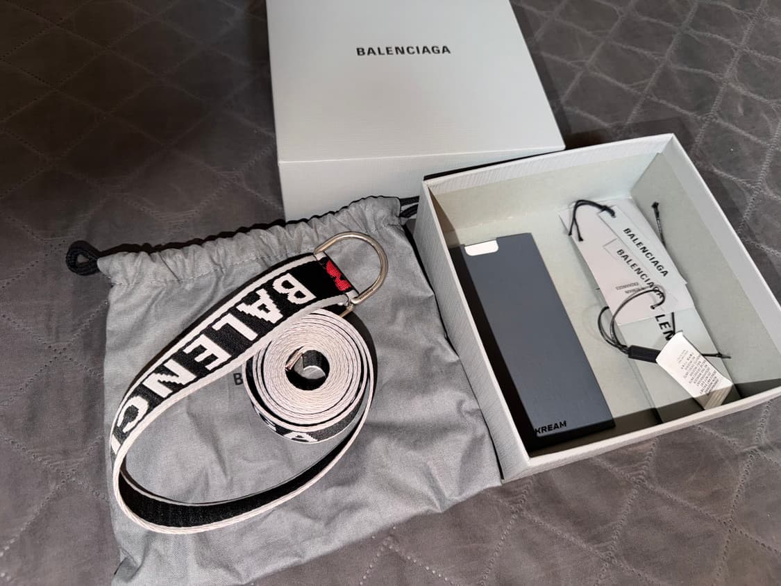 발렌시아가 D링 벨트 그레이/레드 OS 상품이미지2