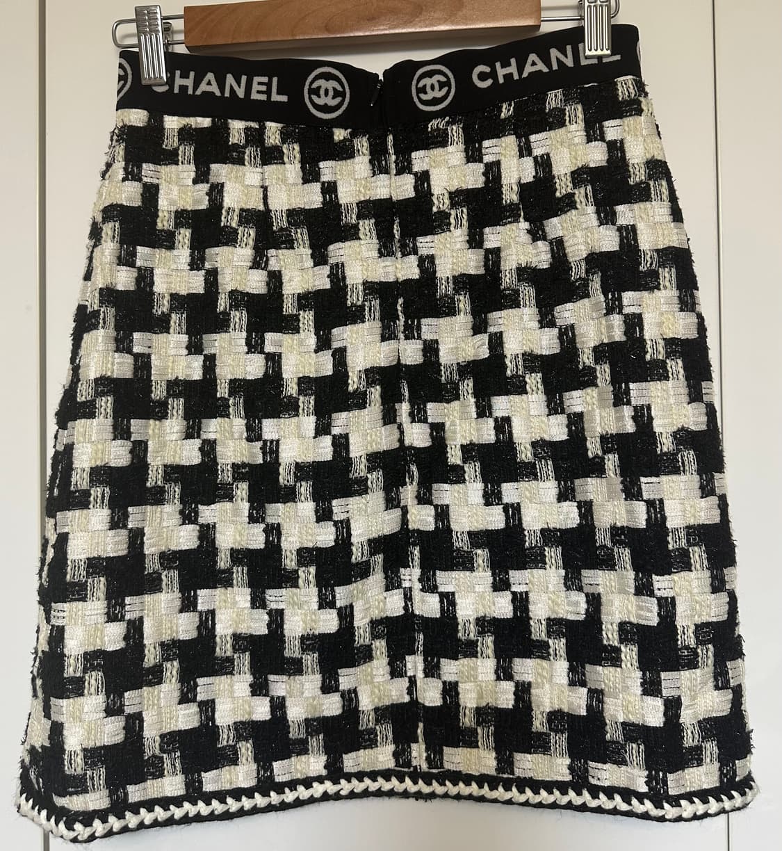 샤넬 블랙 화이트 트위드 울미니 스커트정품 상품이미지5
