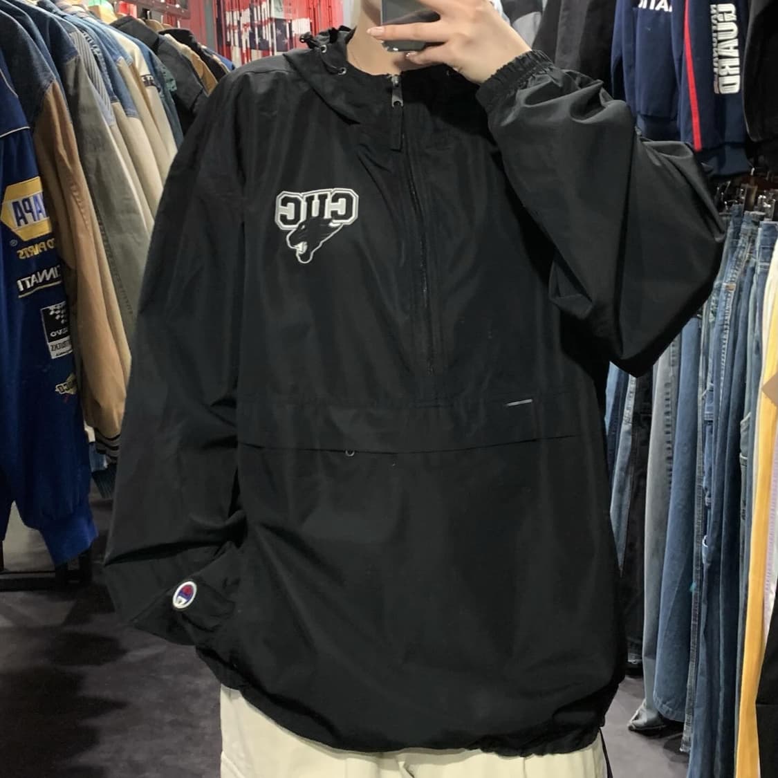 [IM] 챔피온 하프집업 아노락 블랙 (후드O) 상품이미지1