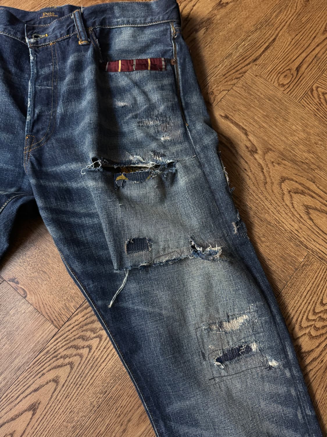 [36]폴로 랄프로렌 커스텀 리페어드 빈티지 페이딩 데님 팬츠 상품이미지5