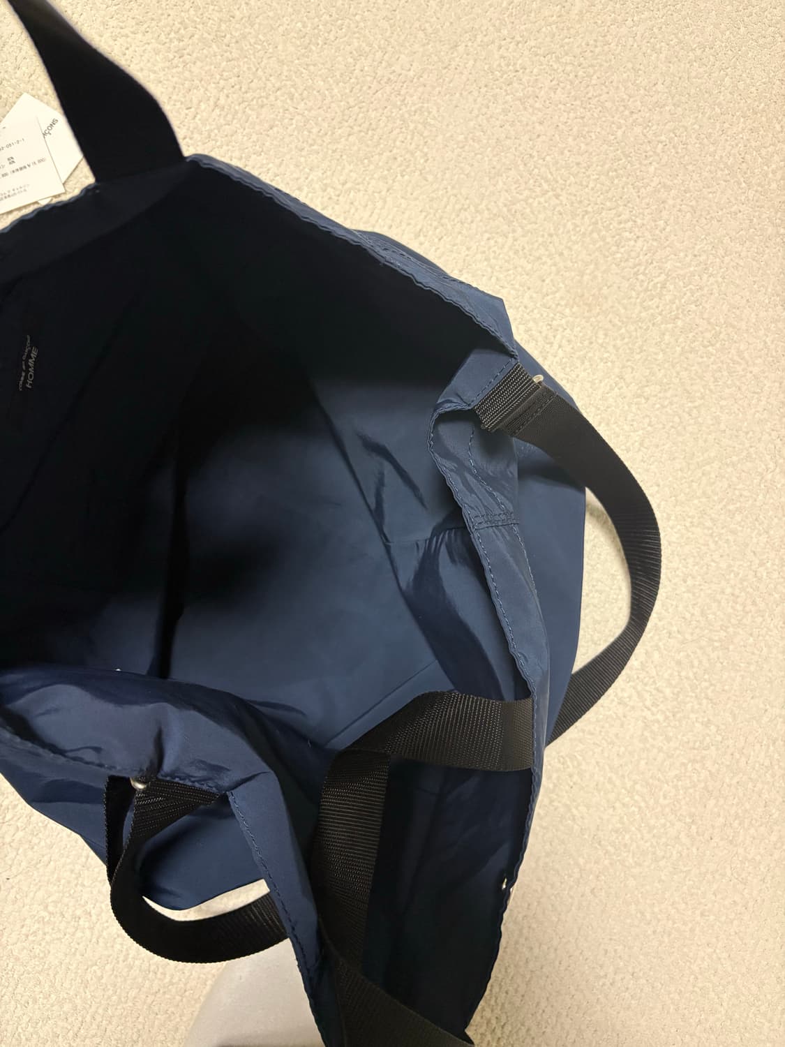 꼼데가르송 옴므 코튼 나일론 그로스 그레인 토트백 숄더백 가방 상품이미지5