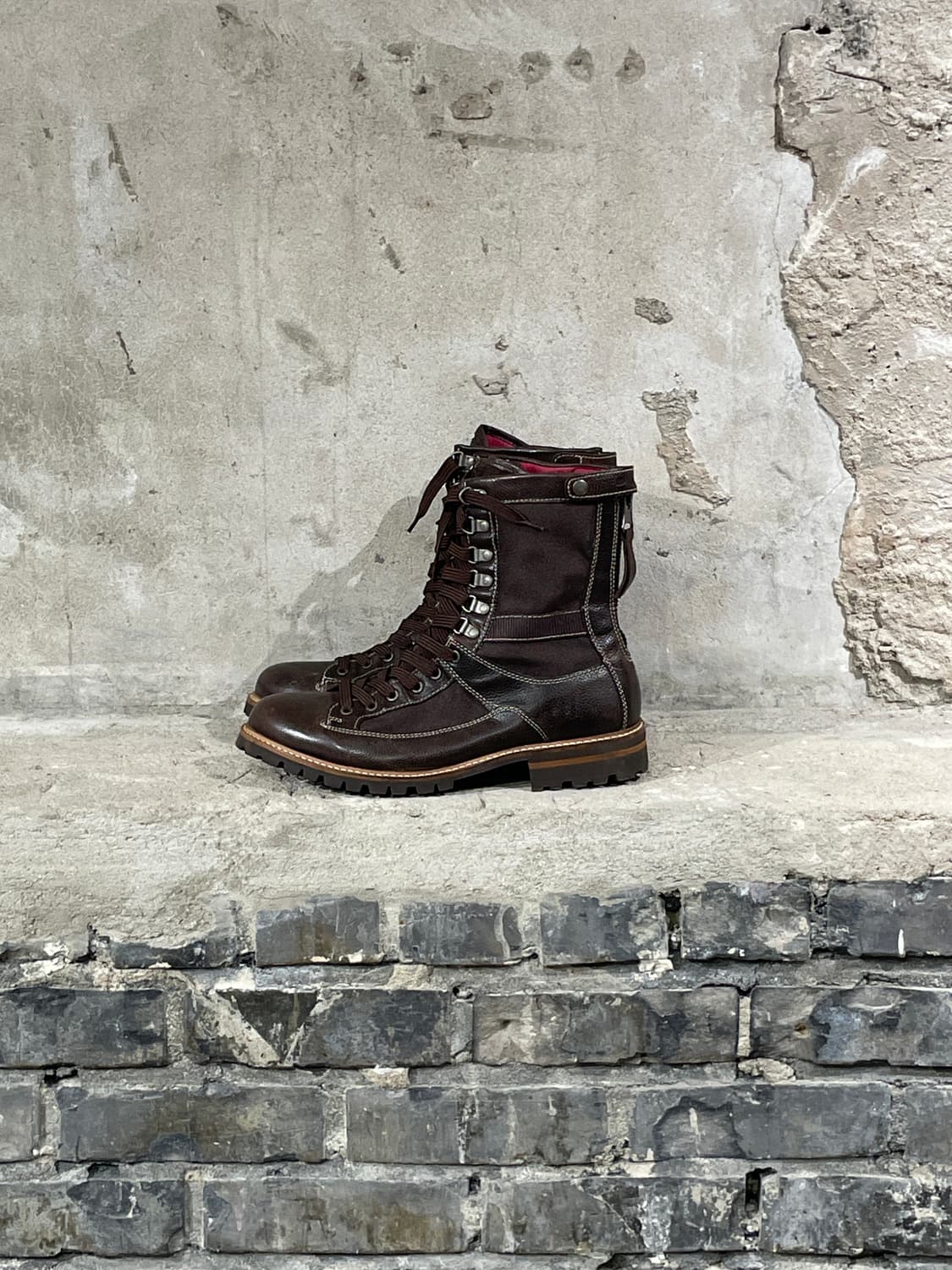 디젤 레어 브라운 백 패스너 컴뱃 레더 부츠 상품이미지4