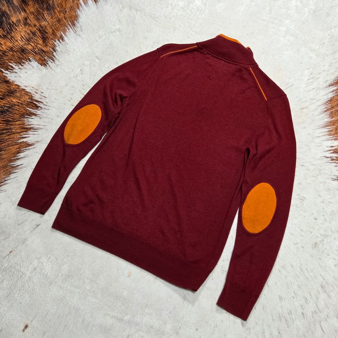 타미힐피거 버건디 레드 반집업 니트 상품이미지4